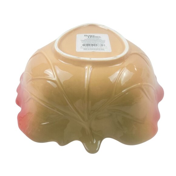 Better Homes Gardens Bowl Large Maple Leaf Red Green Orange Ceramic Fall - Picture 9 of 11